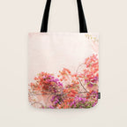 Bougainvillea Flowers in Color | Pink Wall in Cascais Art Print | Floral Travel Photography in Portugal Tote Bag Gallery Image 1