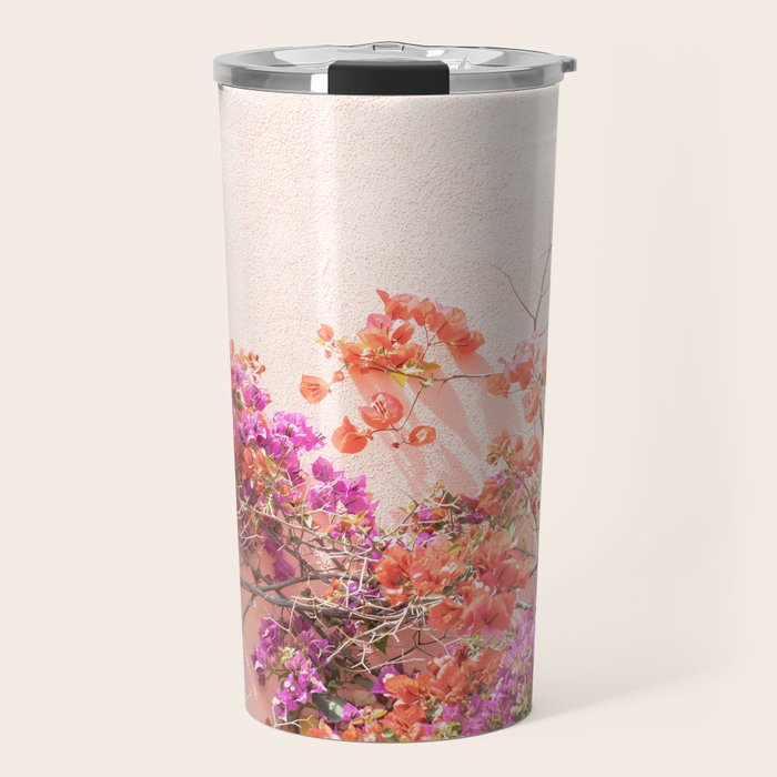 Bougainvillea Flowers in Color | Pink Wall in Cascais Art Print | Floral Travel Photography in Portugal Travel Mug Gallery Image 1