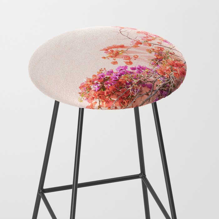 Bougainvillea Flowers in Color | Pink Wall in Cascais Art Print | Floral Travel Photography in Portugal Stool Gallery Image 2