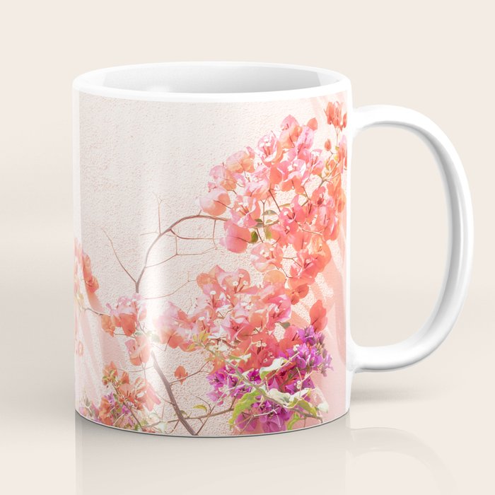 Bougainvillea Flowers in Color | Pink Wall in Cascais Art Print | Floral Travel Photography in Portugal Coffee Mug Gallery Image 1
