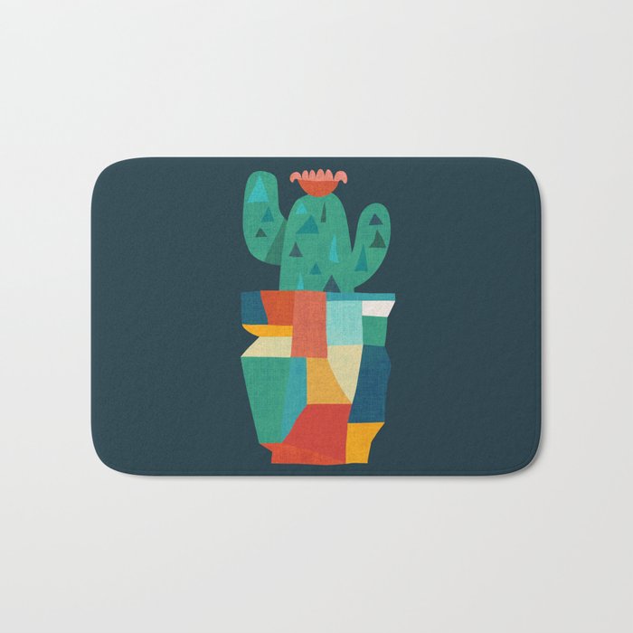 Blooming cactus in cracked pot Bath Mat Gallery Image 1