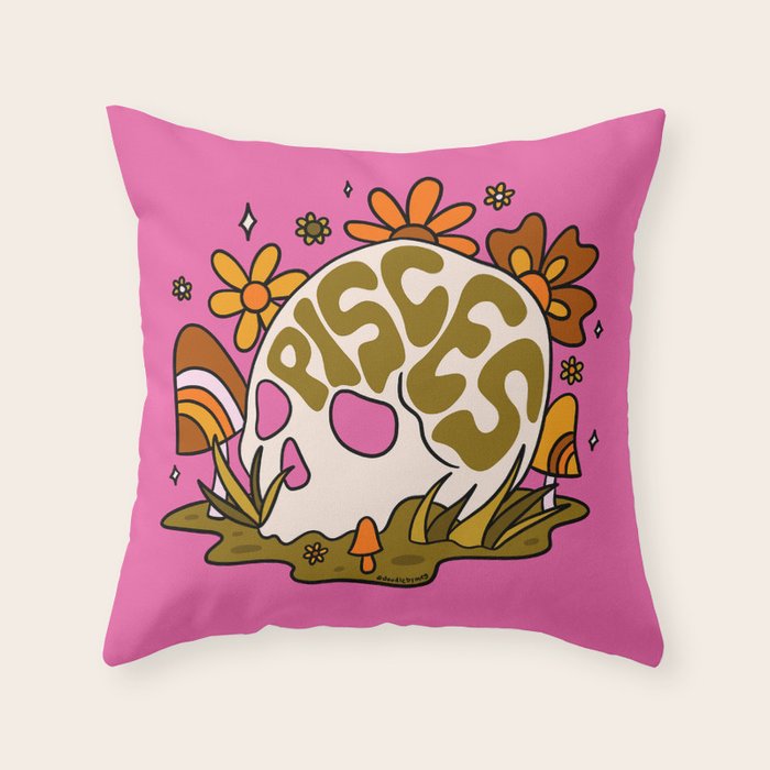 Pisces Skull Throw Pillow Gallery Image 6