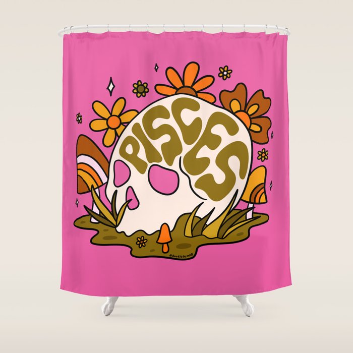 Pisces Skull Shower Curtain Gallery Image 1