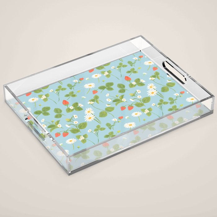 Strawberry Plant Pattern Acrylic Tray Gallery Image 1