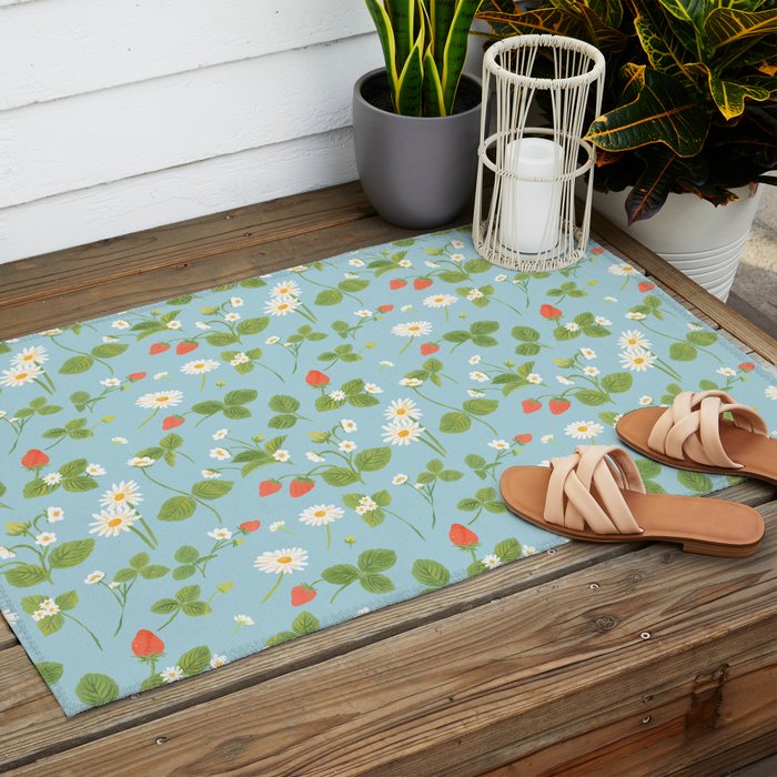 Strawberry Plant Pattern Outdoor Rug Gallery Image 2