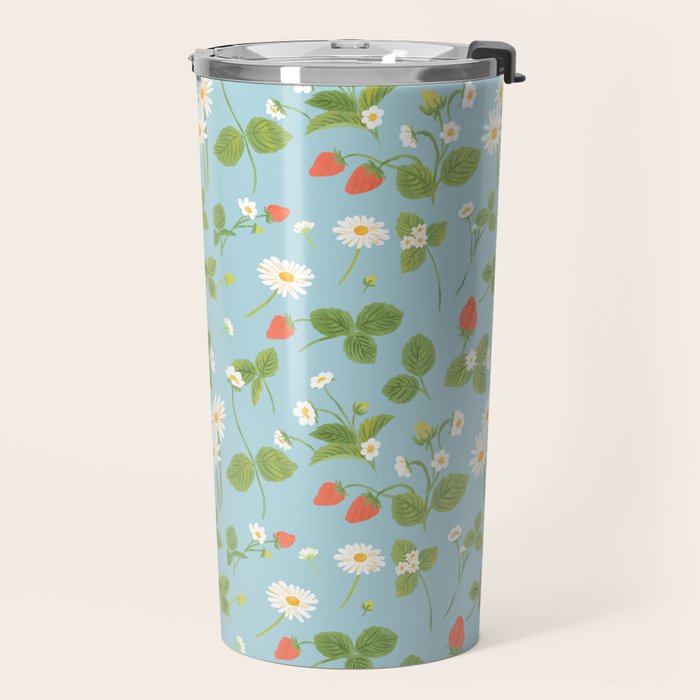 Strawberry Plant Pattern Travel Mug Gallery Image 2