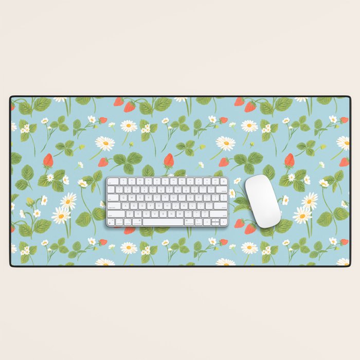 Strawberry Plant Pattern Desk Mat Gallery Image 1