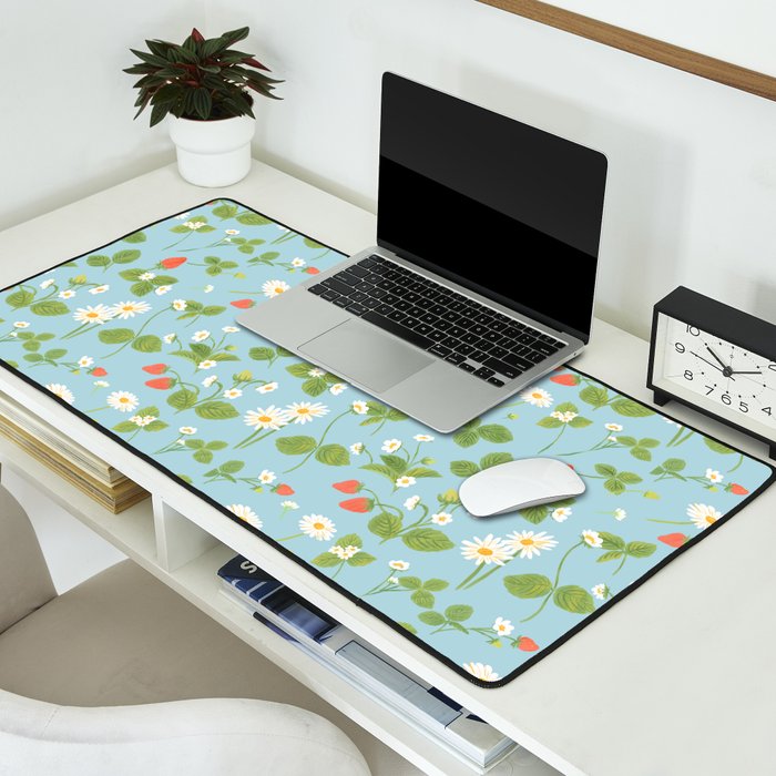 Strawberry Plant Pattern Desk Mat Gallery Image 2