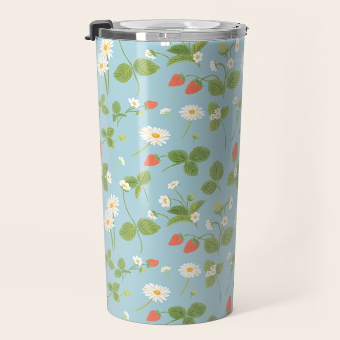 Strawberry Plant Pattern Travel Mug Gallery Image 3