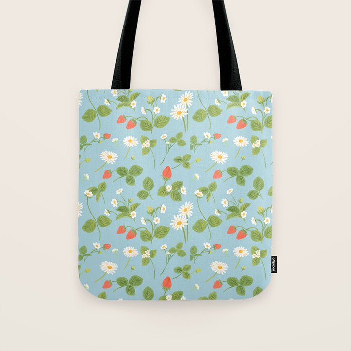 Strawberry Plant Pattern Tote Bag Gallery Image 1