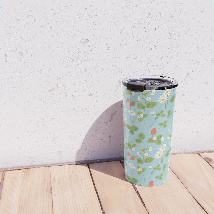 Strawberry Plant Pattern Travel Mug Gallery Image 4