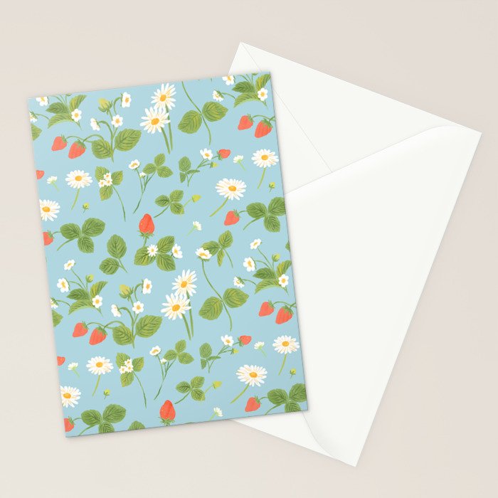 Strawberry Plant Pattern Stationery Card Gallery Image 2