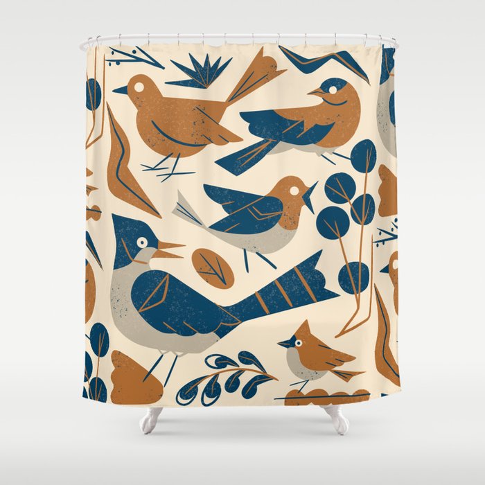 Woodland Songbirds Shower Curtain Gallery Image 1