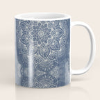 Boho Mandala, Flower, Navy Blue Coffee Mug Gallery Image 1
