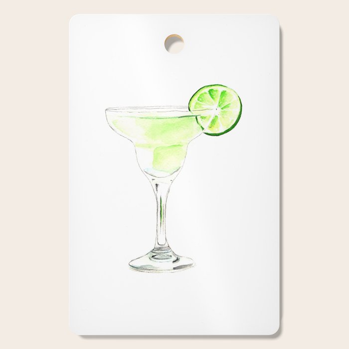 Cocktails. Watercolor Painting. Margarita Cutting Board Gallery Image 1