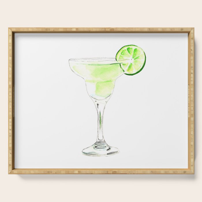Cocktails. Watercolor Painting. Margarita Serving Tray Gallery Image 1