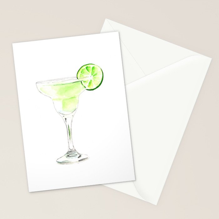 Cocktails. Watercolor Painting. Margarita Stationery Card Gallery Image 2