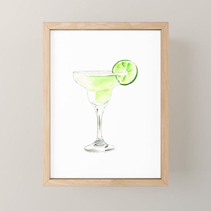 Cocktails. Watercolor Painting. Margarita Mini Art Print Gallery Image 1