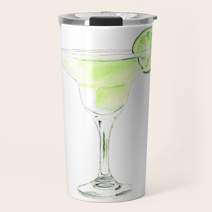 Cocktails. Watercolor Painting. Margarita Travel Mug Gallery Image 1