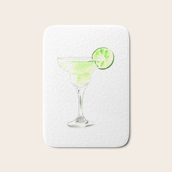 Cocktails. Watercolor Painting. Margarita Bath Mat Gallery Image 1