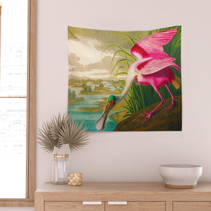 Roseate Spoonbill Bird pink Wall Tapestry Gallery Image 2