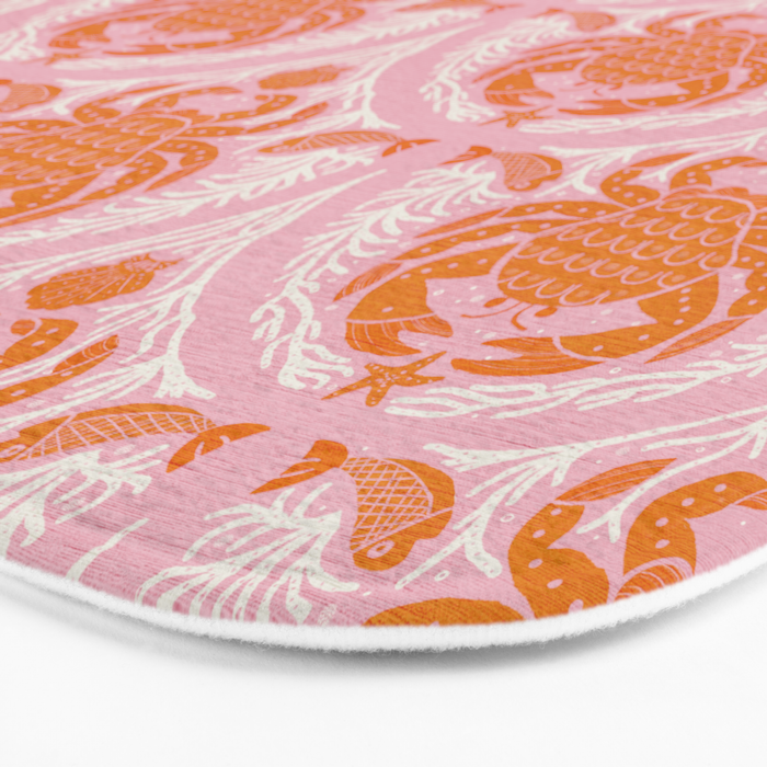 Orange Crab On Pink Pattern Bath Mat Gallery Image 3