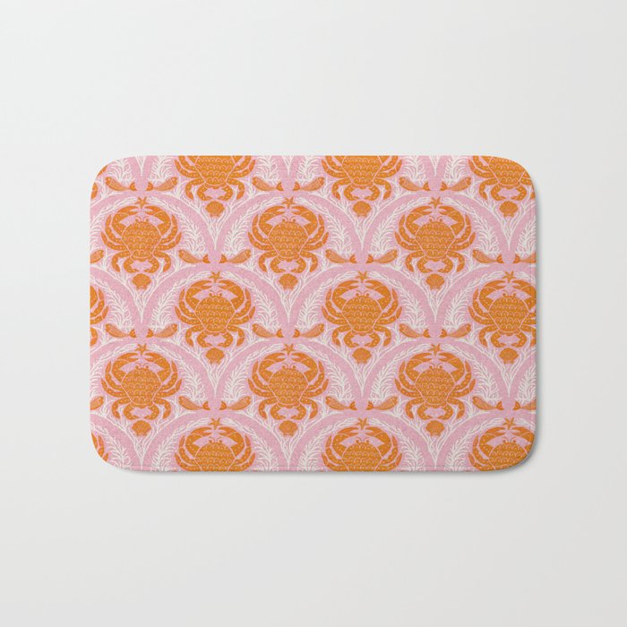 Orange Crab On Pink Pattern Bath Mat Gallery Image 1