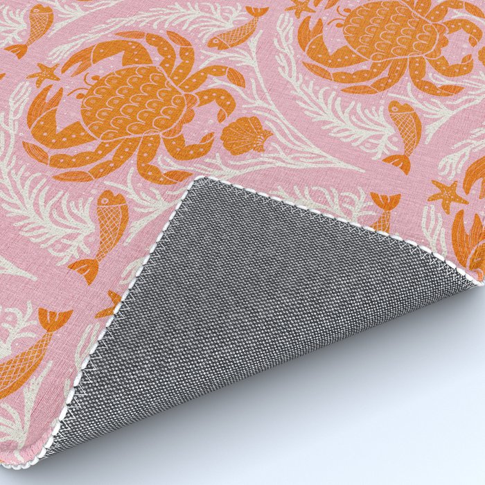 Orange Crab On Pink Pattern Rug Gallery Image 4