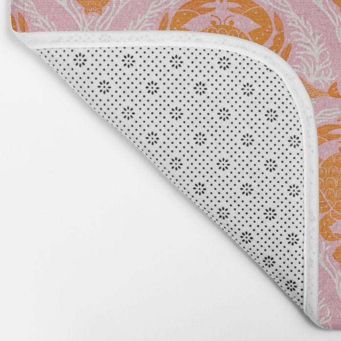 Orange Crab On Pink Pattern Bath Mat Gallery Image 2