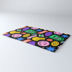 Retro cartoon sticker label pattern Rug Gallery Image 3