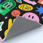 Retro cartoon sticker label pattern Rug Gallery Image 4