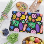 Retro cartoon sticker label pattern Cutting Board Gallery Image 2