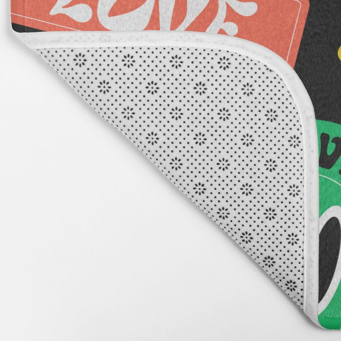 Retro cartoon sticker label pattern Bath Mat Gallery Image 2