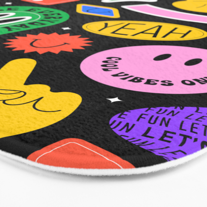 Retro cartoon sticker label pattern Bath Mat Gallery Image 3