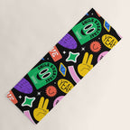 Retro cartoon sticker label pattern Yoga Mat Gallery Image 1