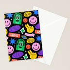 Retro cartoon sticker label pattern Stationery Card Gallery Image 2