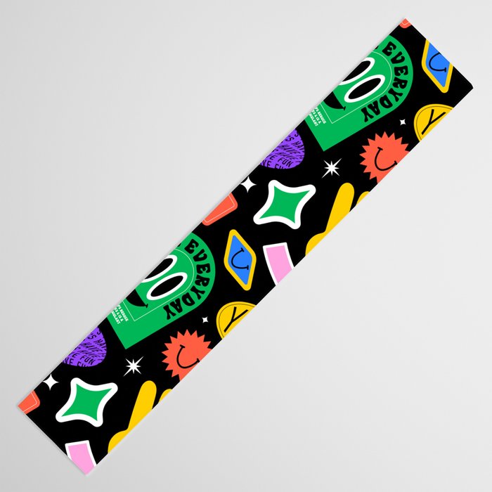 Retro cartoon sticker label pattern Table Runner Gallery Image 3