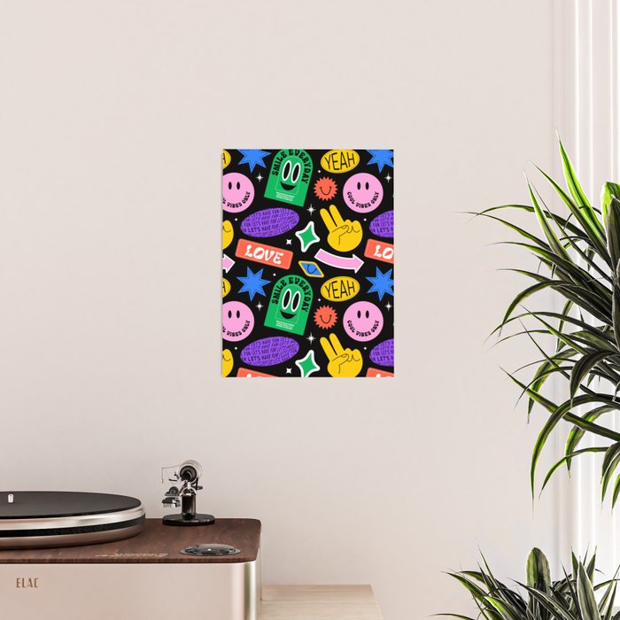 Retro cartoon sticker label pattern Poster Gallery Image 2