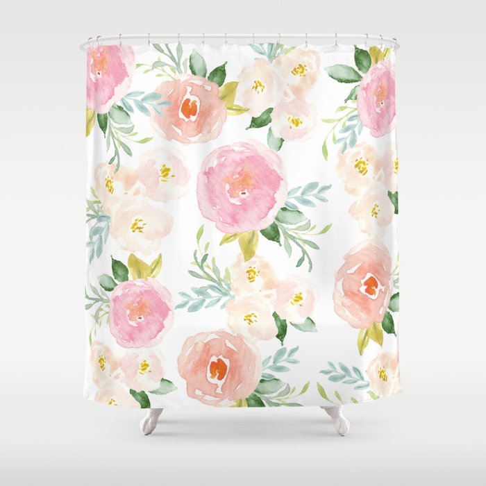 Sweet Pink Blooms (Floral 02) Shower Curtain Gallery Image 1