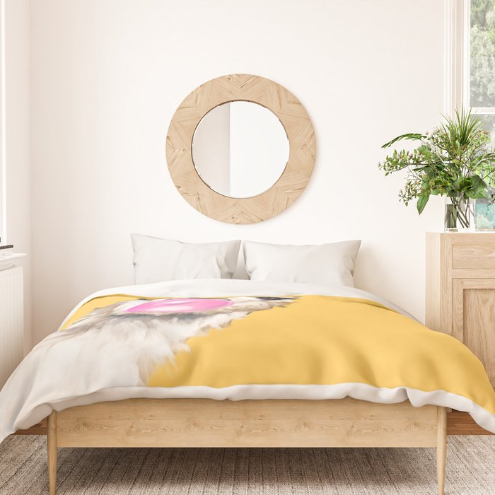 Bubble Gum Sneaky Llama in Yellow Duvet Cover Gallery Image 3