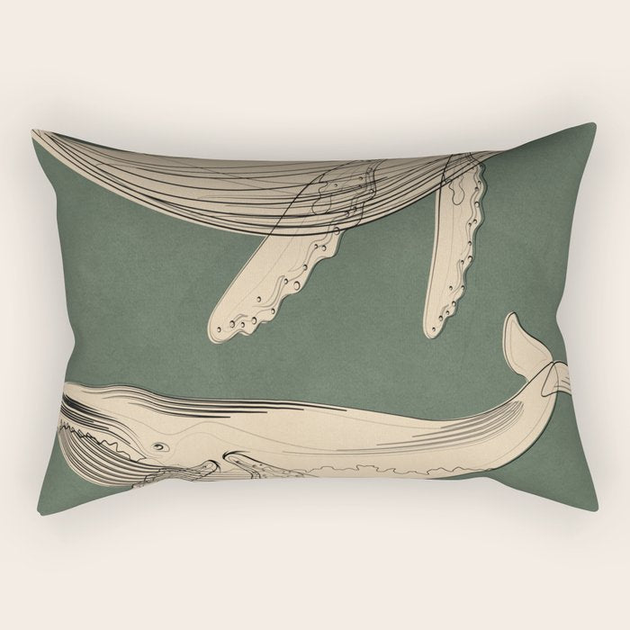 Modern Minimalist Abstract Whales 4 Rectangular Pillow Gallery Image 2