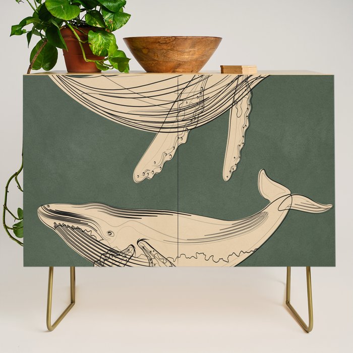 Modern Minimalist Abstract Whales 4 Credenza Gallery Image 1