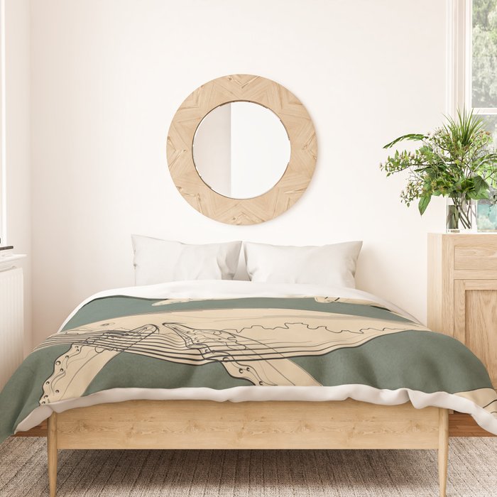 Modern Minimalist Abstract Whales 4 Duvet Cover Gallery Image 3