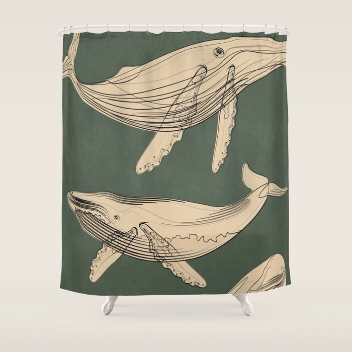 Modern Minimalist Abstract Whales 4 Shower Curtain Gallery Image 1