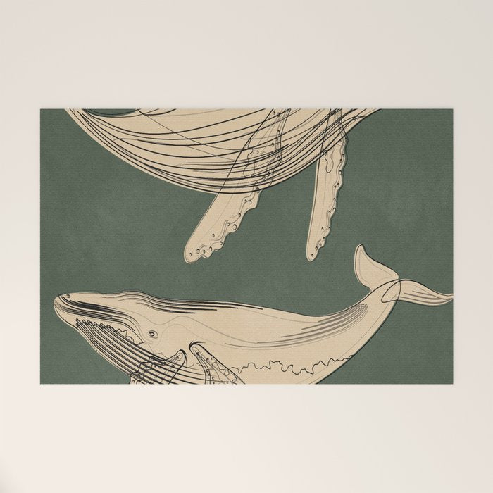 Modern Minimalist Abstract Whales 4 Welcome Mat Gallery Image 1