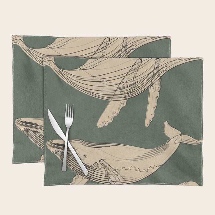 Modern Minimalist Abstract Whales 4 Placemat Gallery Image 1