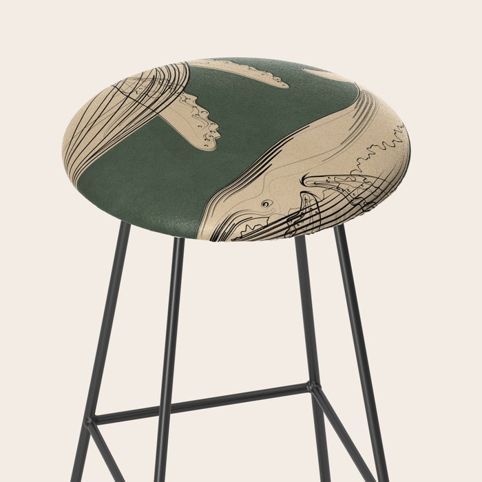 Modern Minimalist Abstract Whales 4 Stool Gallery Image 2