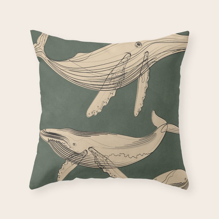 Modern Minimalist Abstract Whales 4 Throw Pillow Gallery Image 6