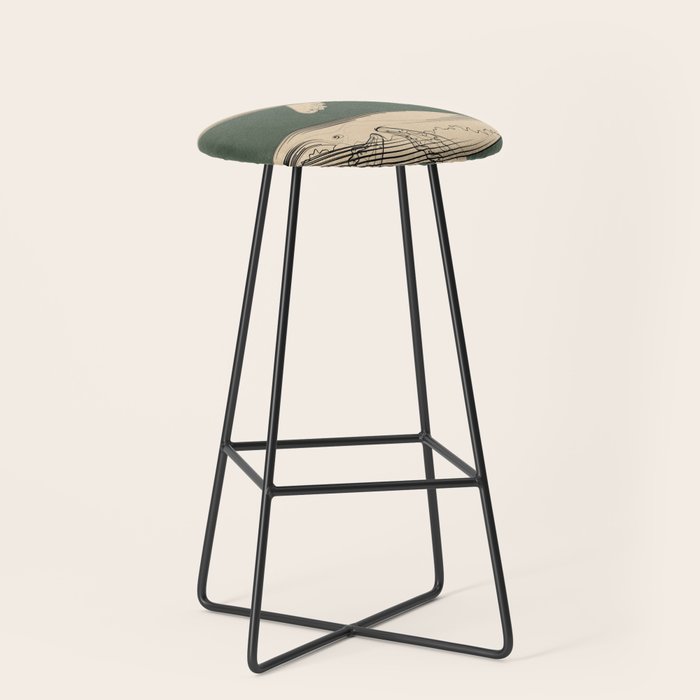 Modern Minimalist Abstract Whales 4 Stool Gallery Image 1