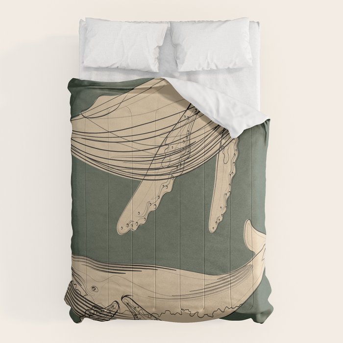 Modern Minimalist Abstract Whales 4 Comforter Gallery Image 1